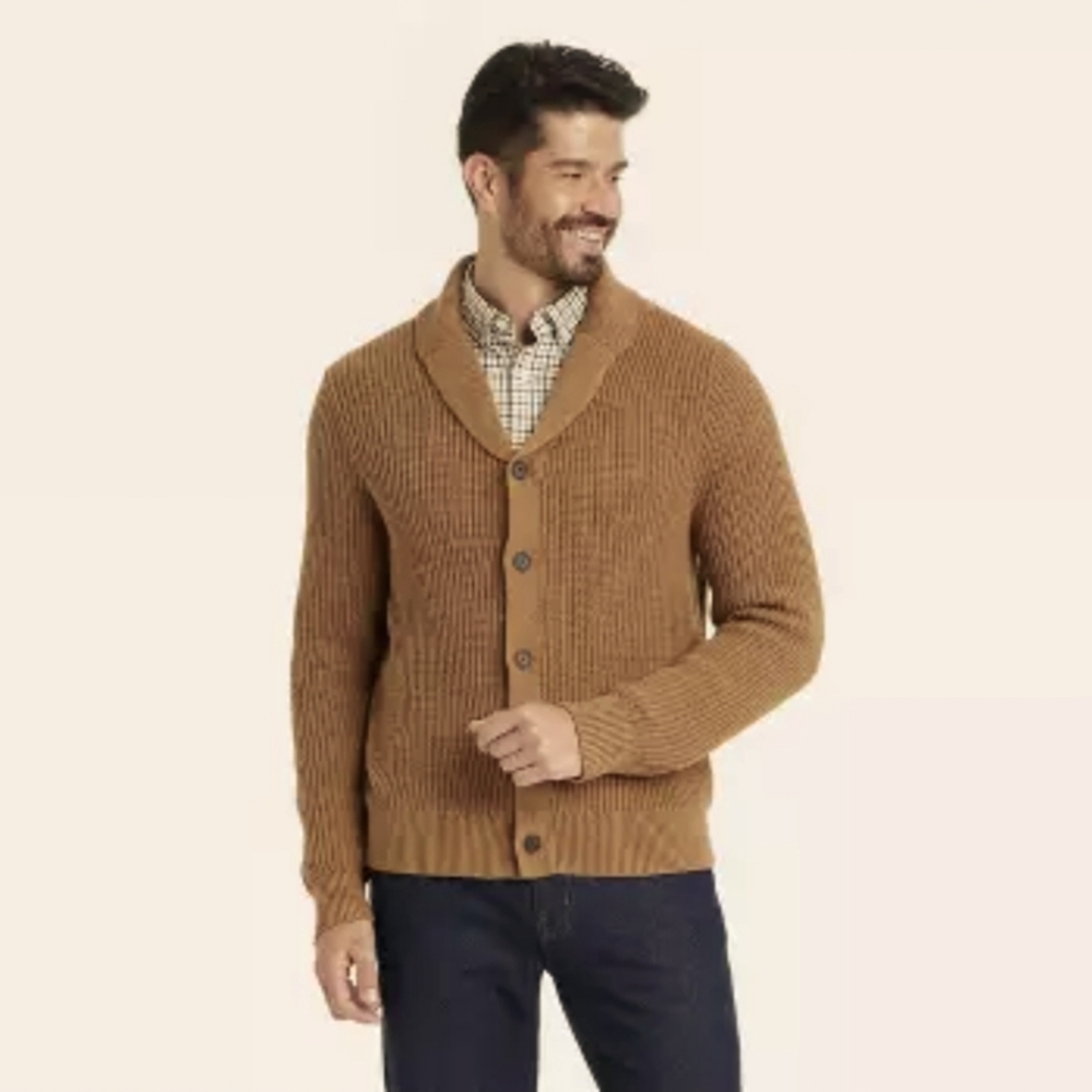 Men's Goodfellow Brown Sweater Cowl Neck Casual Classic
